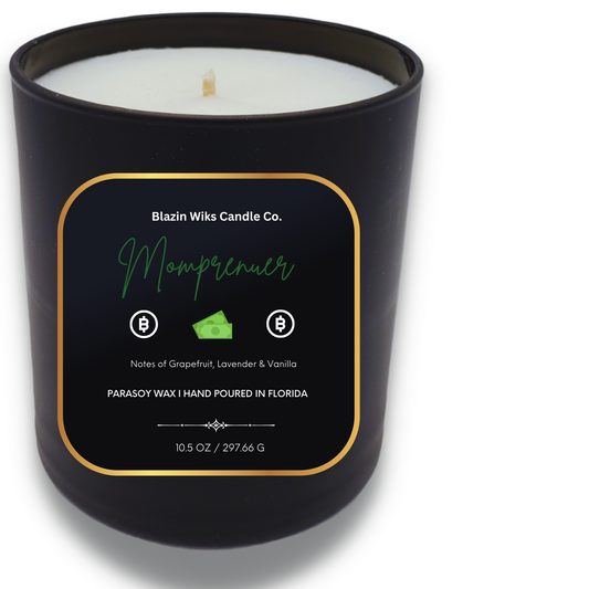 Mompreneur Candle for the busy modern woman by Blazin Wiks Candle Co. featuring 60+ hours of burn time in this double-wicked candle.