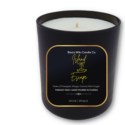 Island Escape is just what it sounds like! A calming double wicked candle with fresh tones that bring memories of gorgeous landscapes of nature to the forefront of your mind. Our double wicked candle boasts a long lasting 60+ hour burn time by Blazin Wiks Candle Co.