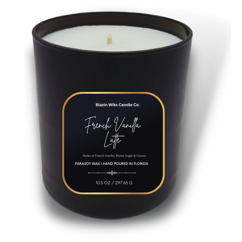 French Vanilla Latte Coffee Candle by Blazin Wiks Candle Co. smells wonderful and awakens the senses with hints of coffee bean and more. Try one of our 10 oz double-wicked candles with long-lasting burn time of 60+ hours.