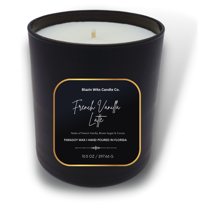 French Vanilla Latte Coffee Candle by Blazin Wiks Candle Co. smells wonderful and awakens the senses with hints of coffee bean and more. Try one of our 10 oz double-wicked candles with long-lasting burn time of 60+ hours.